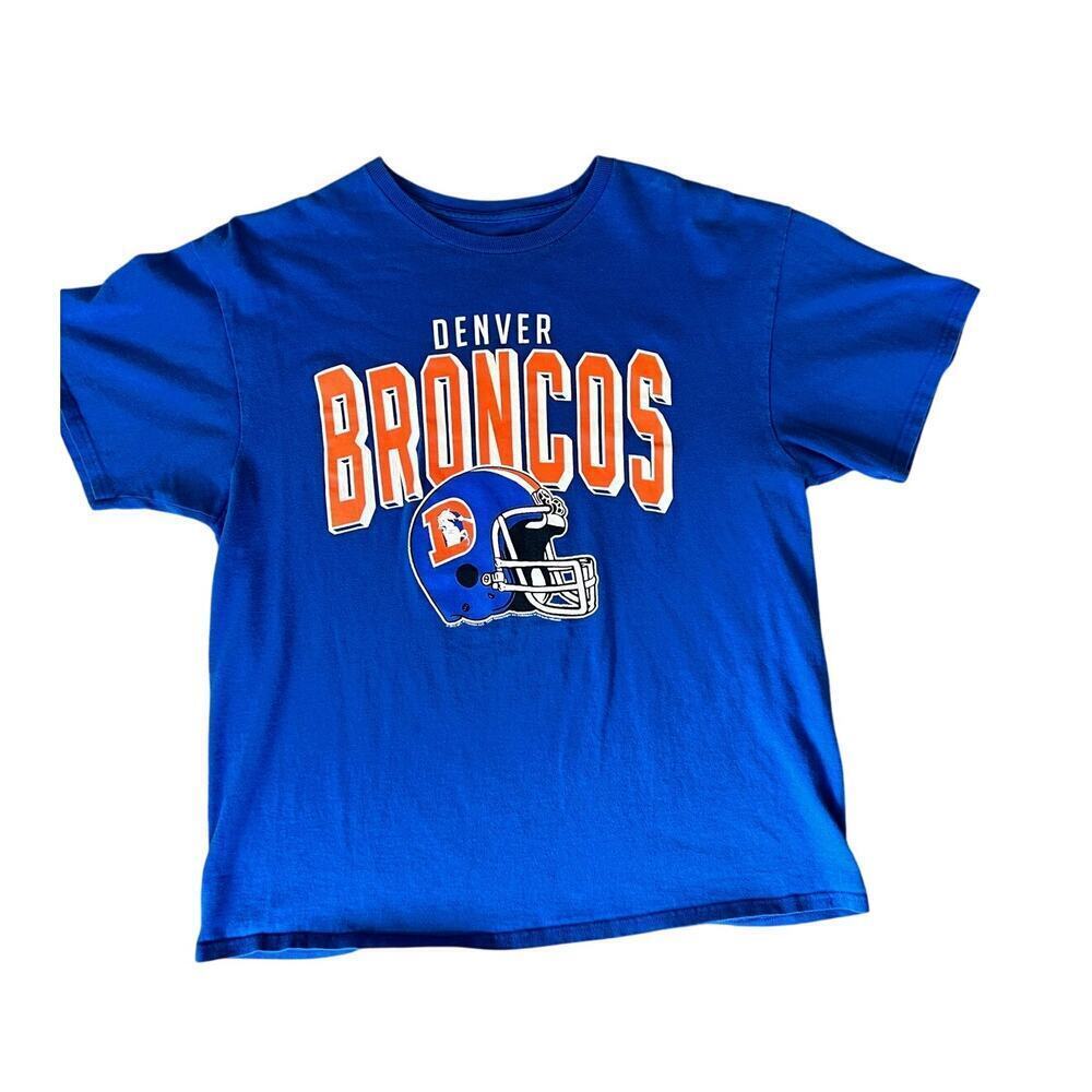 Men's Denver Bronco's Tee, Large, Blue/Orange, Team Apparel, 1993 Logo